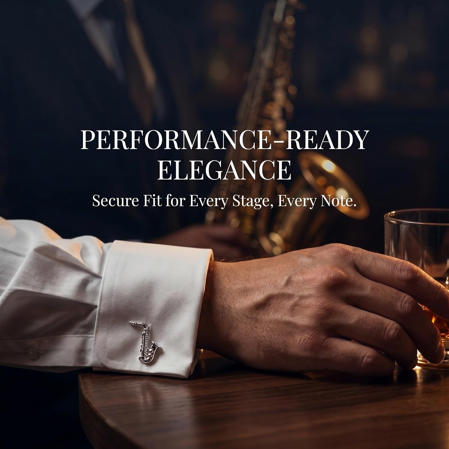 Saxophone Instrument Cufflinks for Men, Copper Silver Matte Finish image 3