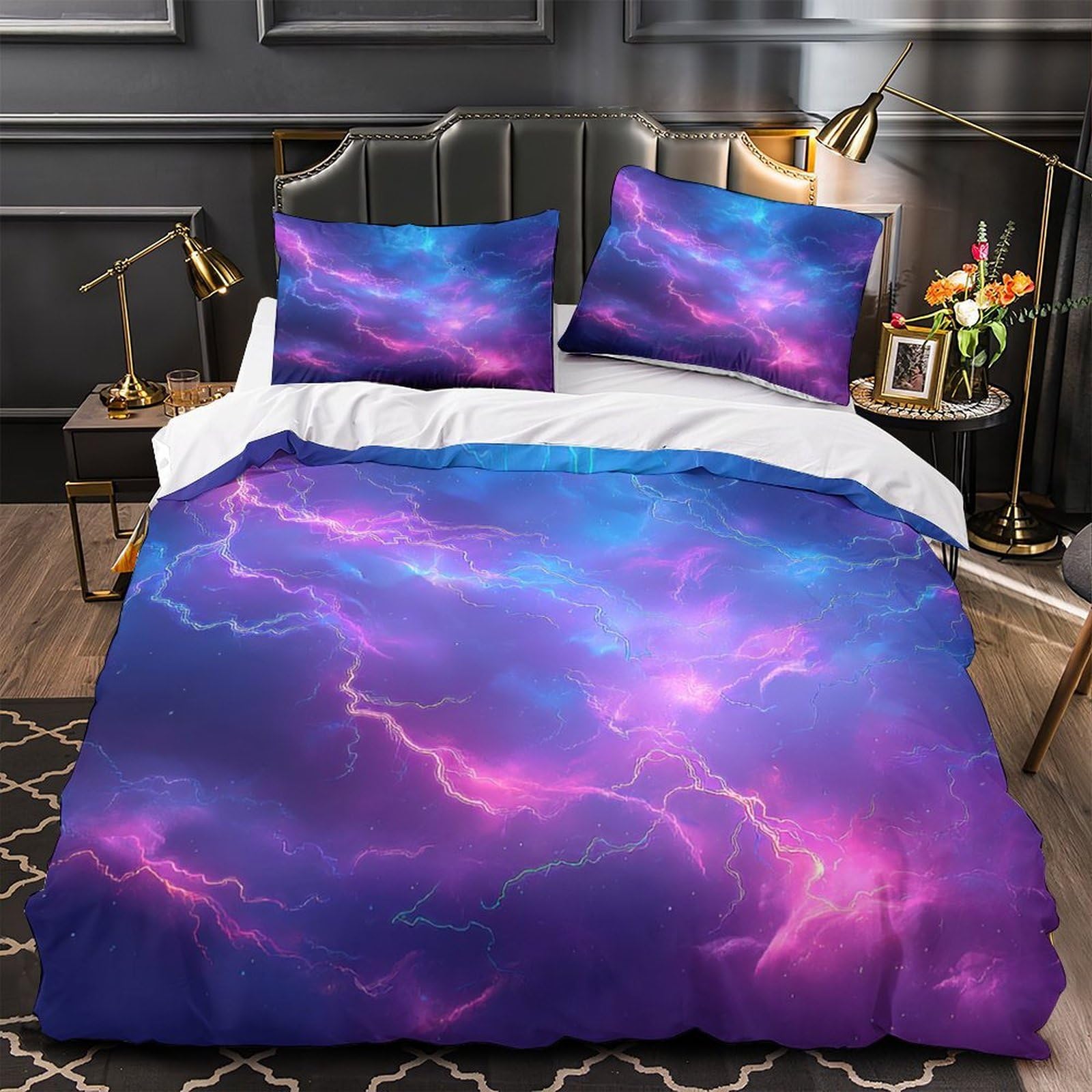 Housse de couette éclair néon 140x200 parure lit 3d