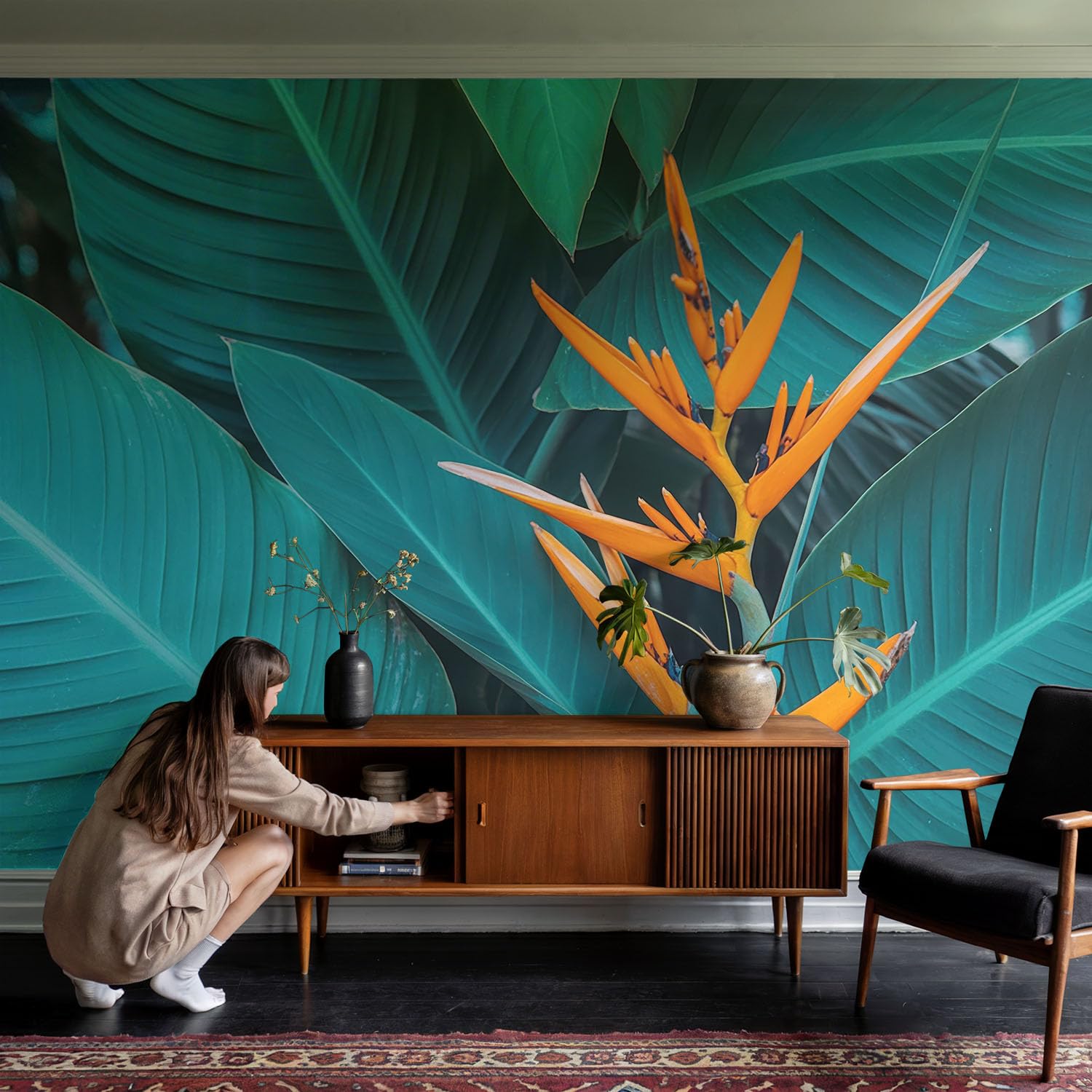 Mural Fotográfico Para Pared De Oficina 416x254 cm Flores frondosas