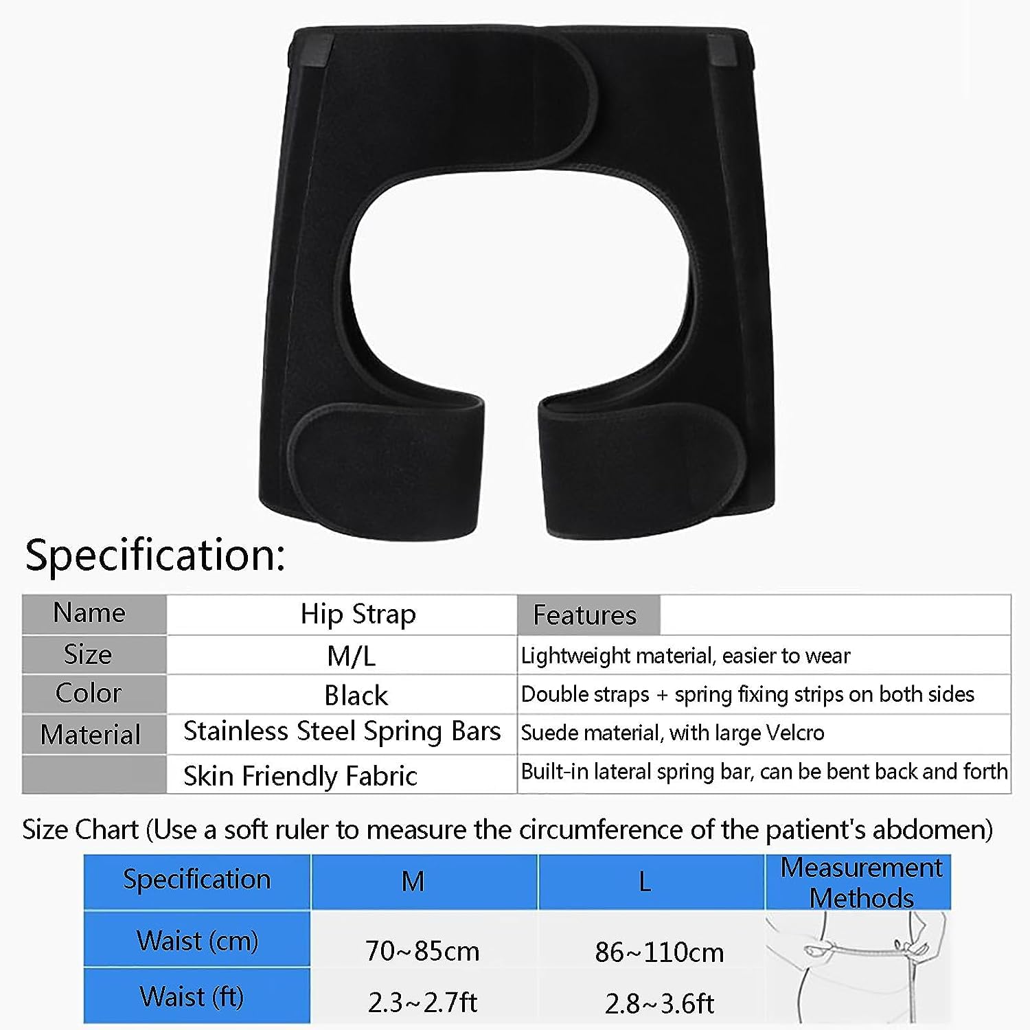 HAILM Soporte Cadera, con Soporte Acero Resorte, Soporte Compresión Cadera para Aliviar Dolor Ciática, Manga Compresió Muslo y Bursitis Artritis Flexora Cadera, Hombres y Mujeres,L