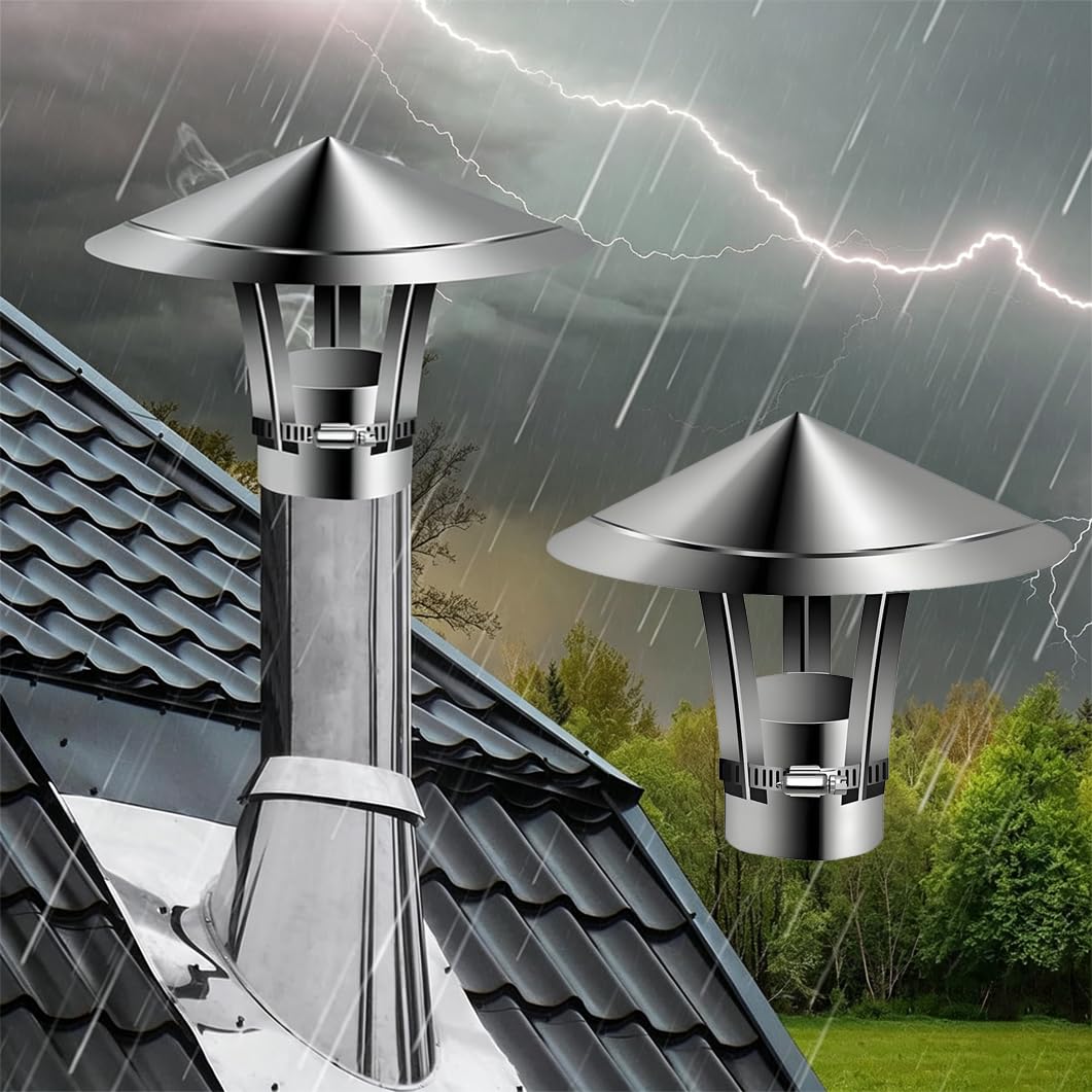 Stal nierdzewna stożkowa górna nasadka do rury kominowej srebrna 210 mm