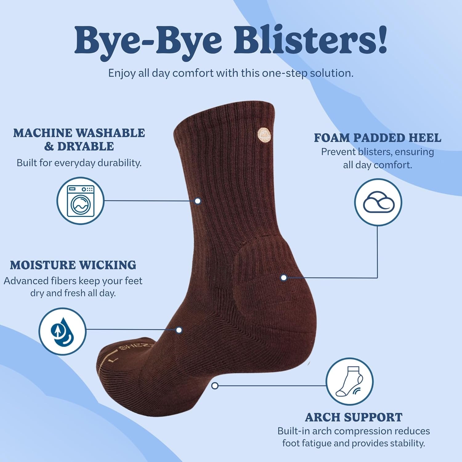 SHEZZA Anti-Blister Cushion Heel Padded Crew Sock-Breathable,Comfortable-seen on TikTok
