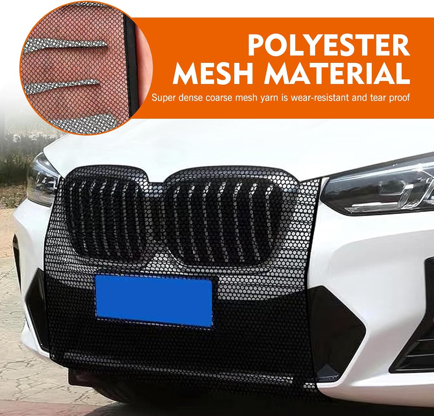 2 PCS Car Grill Mesh, Dustproof Anti-willow Radiator Protector, High-density Grill Guard with Mounting Hook, Universal for Most Cars (Black)