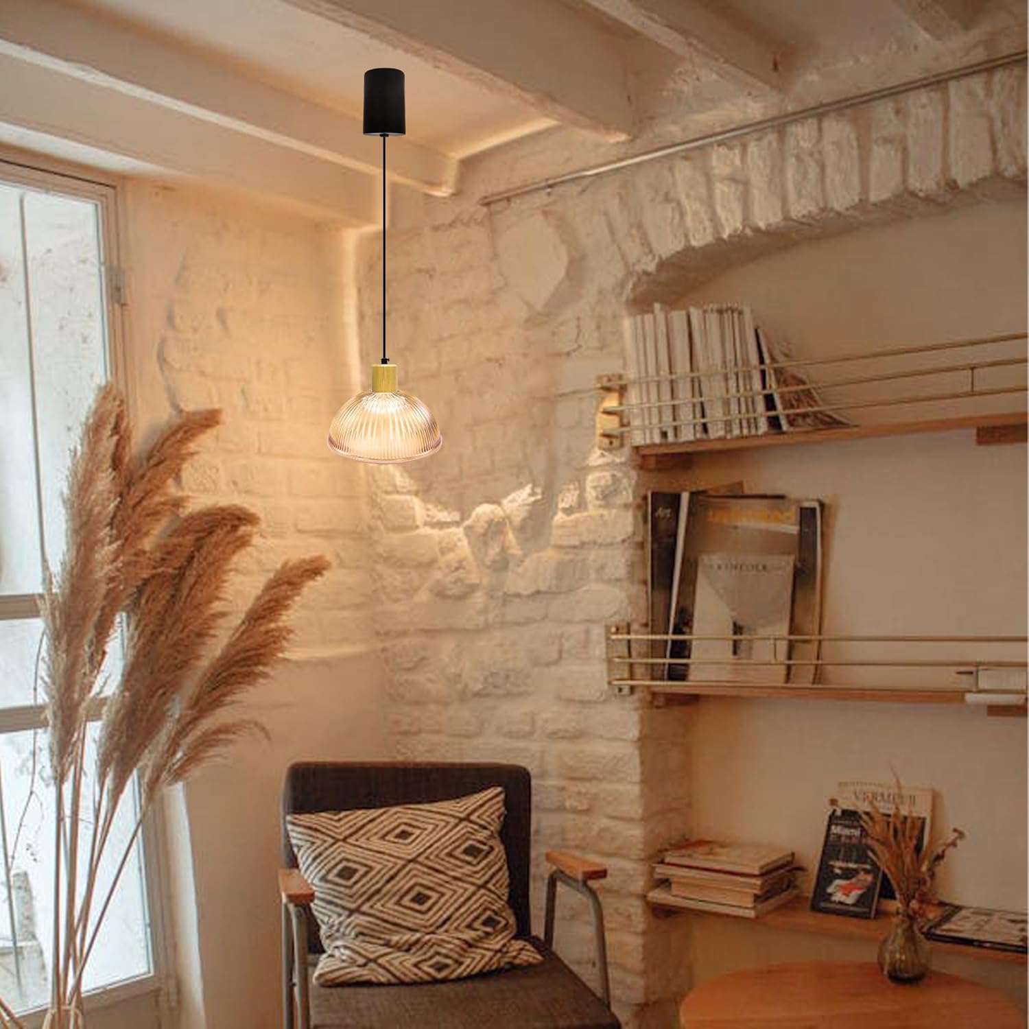 Clear cut glass shade lamp 1灯 / クリアカットガラスシェードランプ 1灯 - Lighthouse Light 1パック 9.8インチ クリアアンバーガラス半円ランプシェード交換用、ブラウンストライプガラスランプカバー、DIYトーチエールシェー