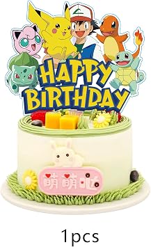 25Pcs For Anime Cake Decorations with 24pcs Cupcake Toppers, 1pcs Happy Birthday Cake Topper, Cartoon Themed Party Supplies, Perfect for Birthday Party Decorations