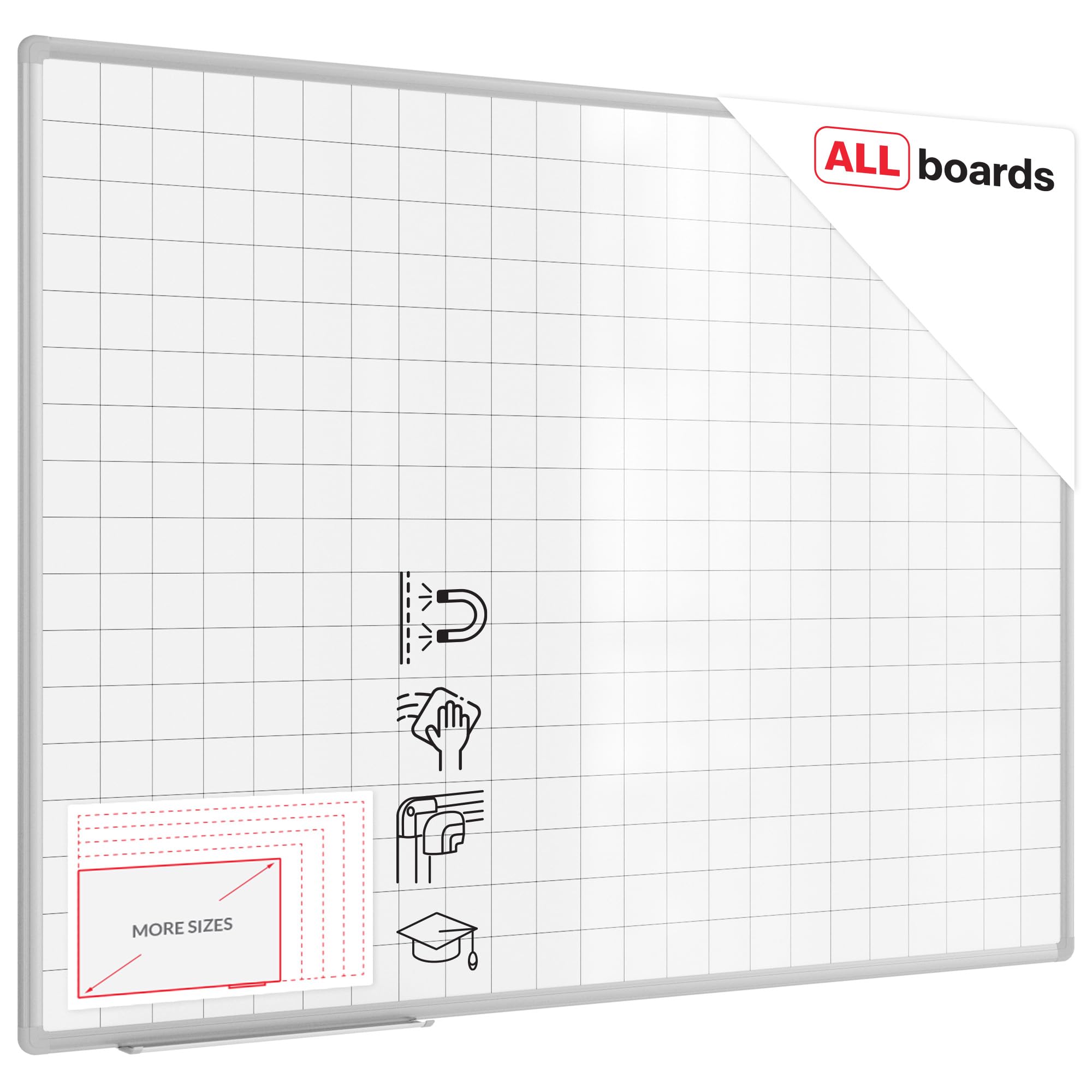ALLboards Lavagna magnetica bianca cancellabile 120x90 cm con stampa – quadretti