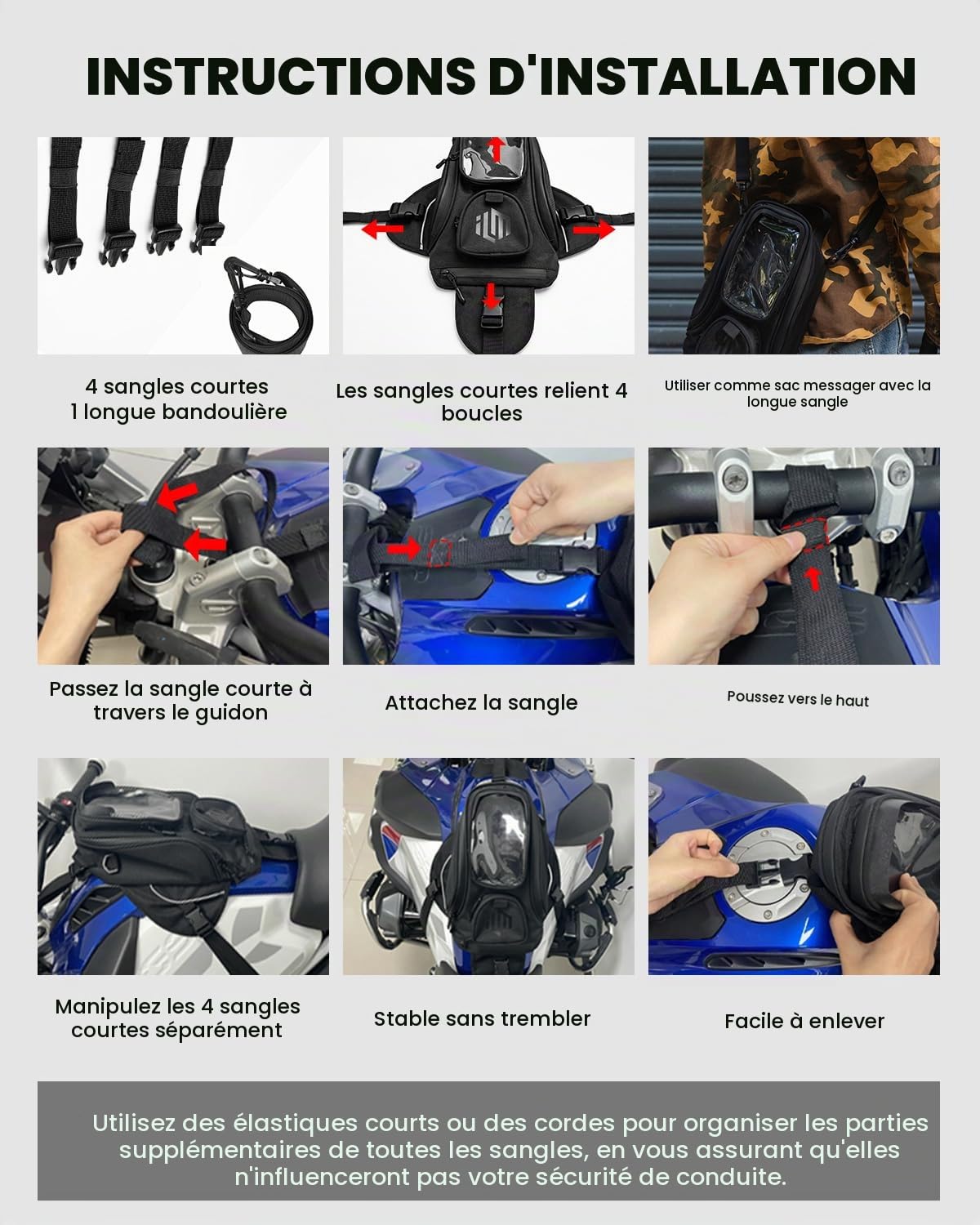 ILM Sacoche de Réservoir Moto-Oxford Saddle Marron Tank Bags Moto avec Sac Magnétique Fort
