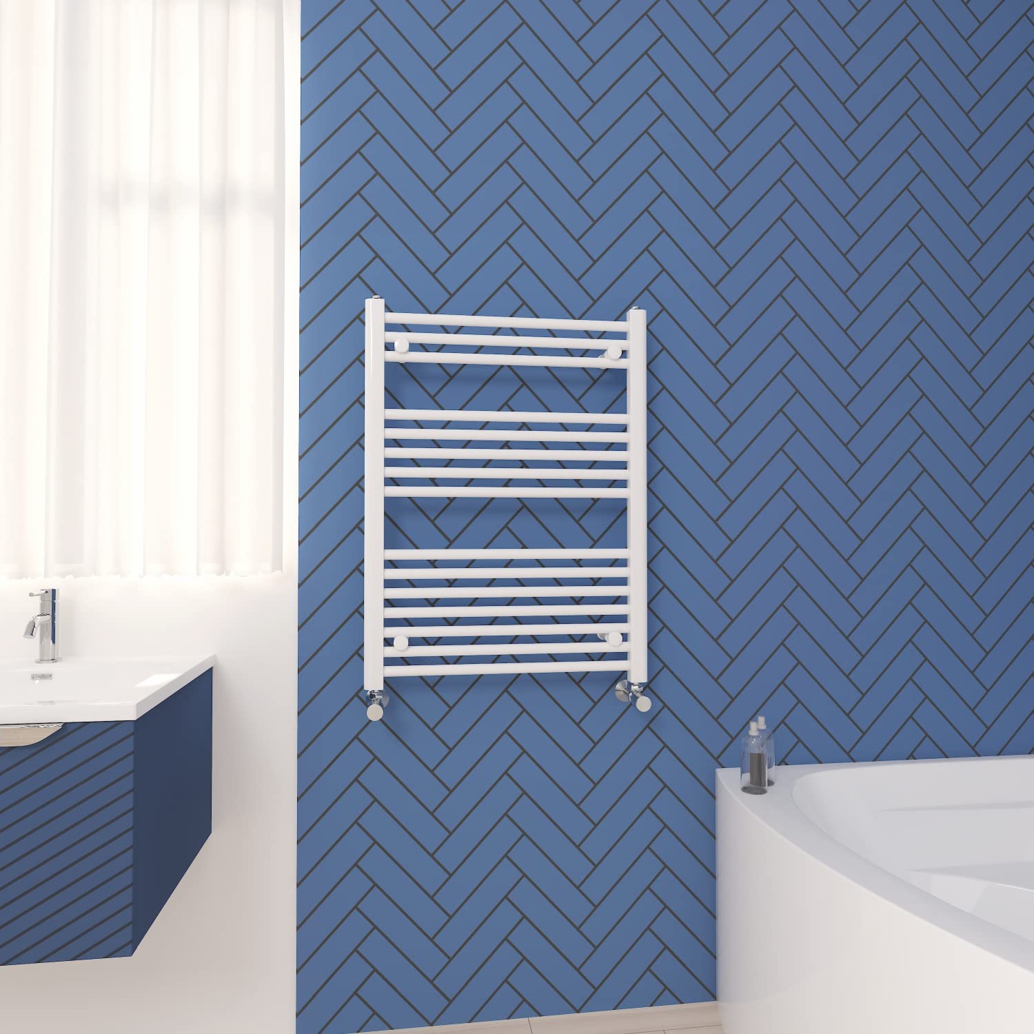 NRG Straight Central Heating Towel Rail Bathroom Radiator White 800×600mm