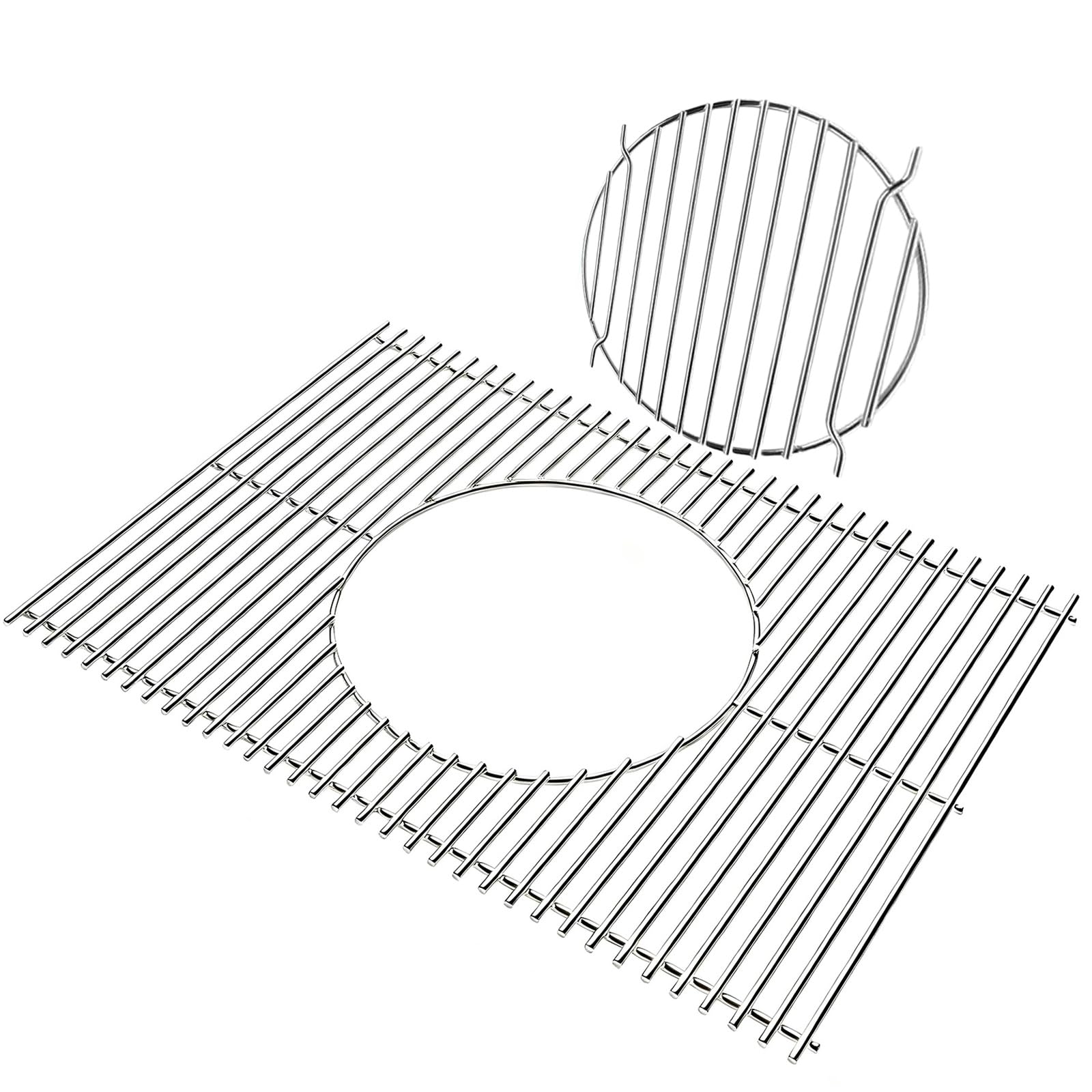 WELL GRILL 44,5CM 7637 Edelstahl Grillrost mit Herausnehmbarem Rundeinsatz für Weber Spirit I & II 200 Series Gasgrills, Spirit E-210 E-220 S-210 S-220, für Weber Gourmet BBQ Rost System Zubehör