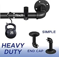 Vista 3 de Barras de cortina negras para ventanas de 66 a 120, barra de cortina industrial de 1 pulgada, barras de cortina negras de 1 pulgada, barras