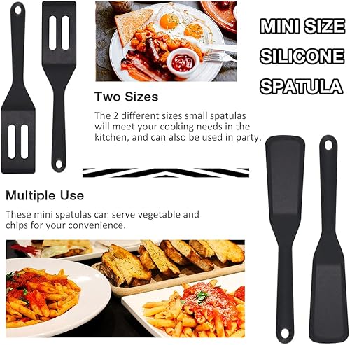 Miniatura 4 de Espátulas pequeñas, 4 piezas, espátula de silicona fácil de limpiar, espátula flexible para brownie, mini espátula de silicona para pescado, arroz
