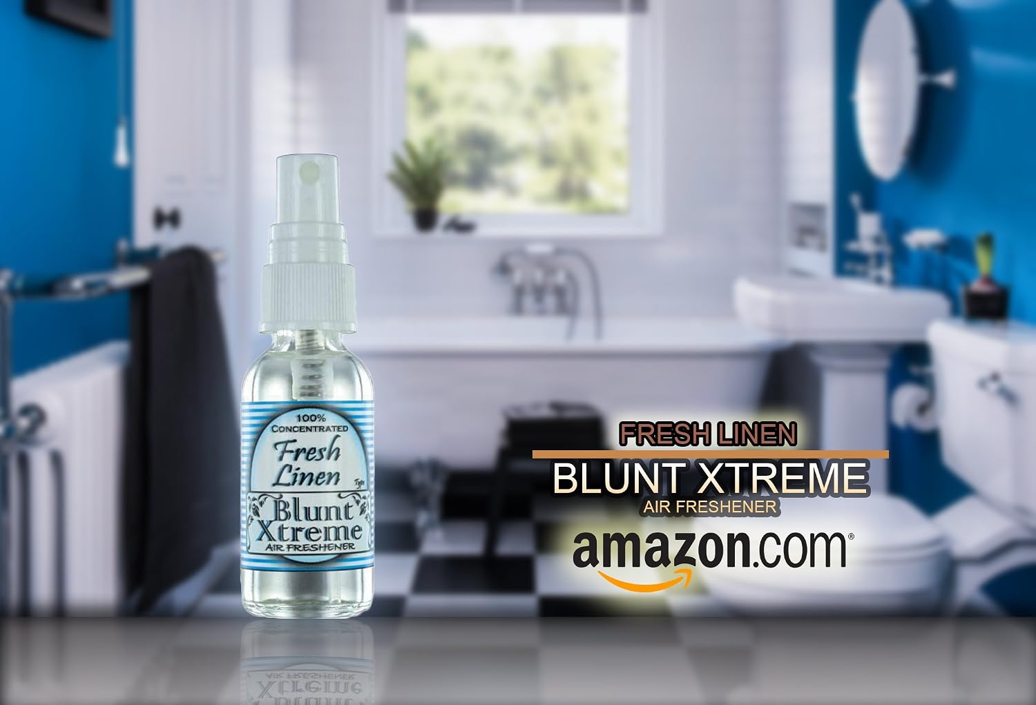 Blunt Xtreme Fresh Linen Type Air Freshener – 100% Ultra Concentrated Oil Based Spray - Ideal for Bathroom, Home, Car, Office & More - Soothing Properties - Long Lasting Effects - 1oz Bottle