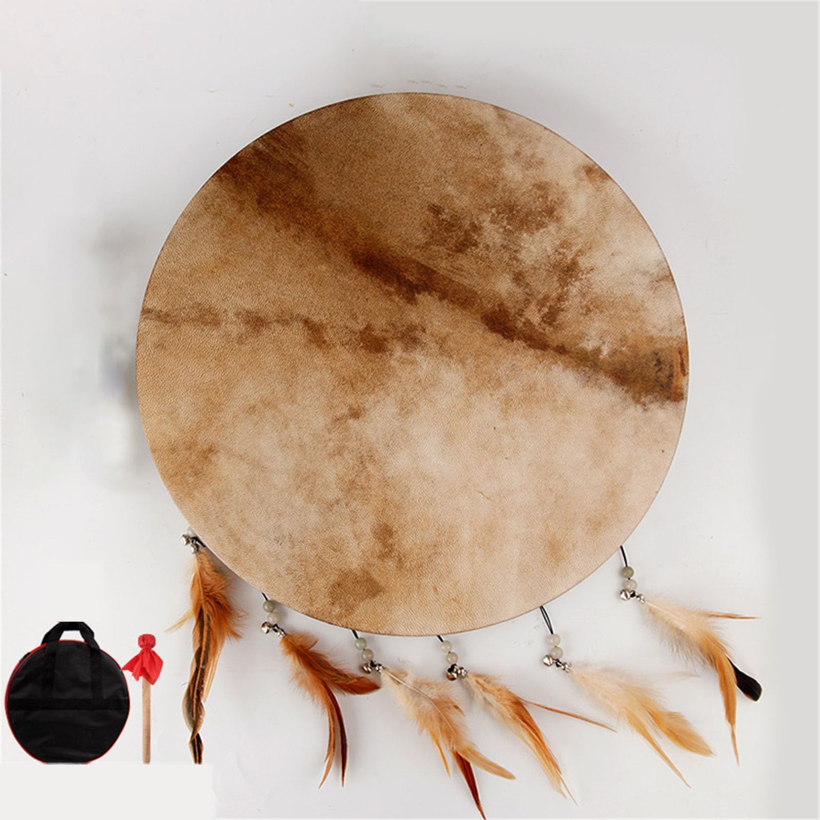 Tamburo Sciamanico Con Pelle Di Bufalo Design Nativo Americano, 16/18/20 Pollici Rituale e Musica Spirituale Fatto A Mano A Cornice A Mano (Original Color Model 45cm)