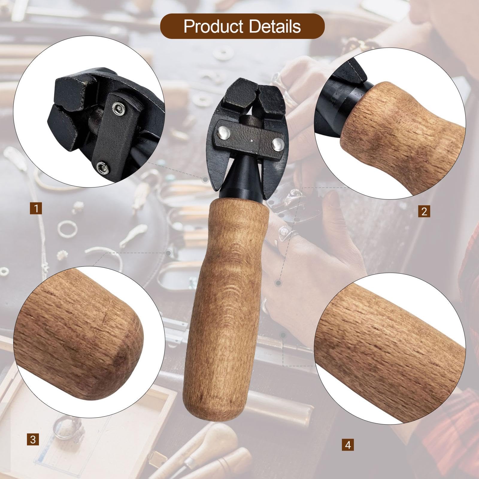 F Fityle Étau à Main Réglable avec Manche En Bois et Acier à Haute Teneur En Carbone pour épingles et Tiges de Boucles D'oreilles