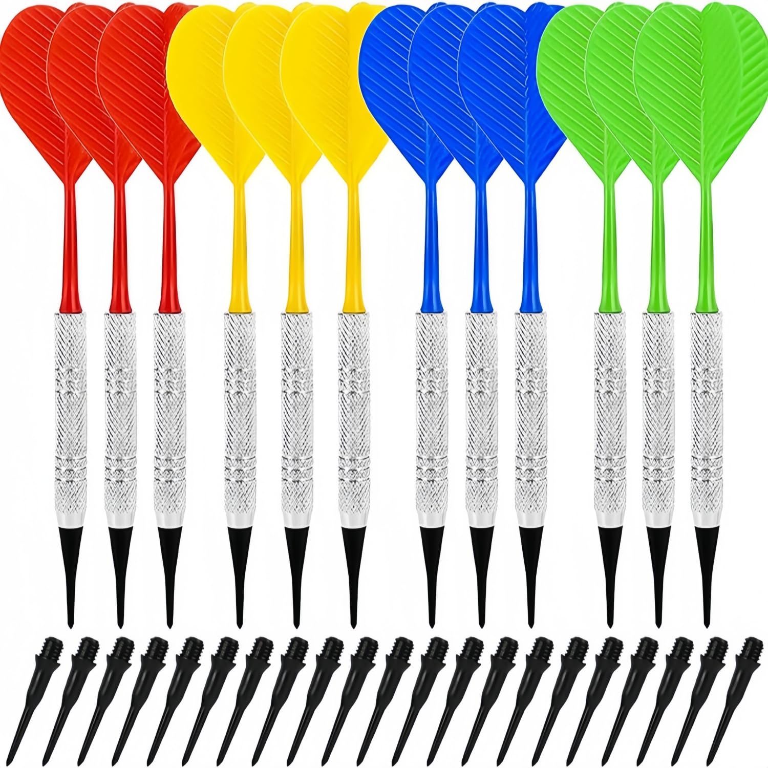 Zhenghebuy Soft Tip Darts,12Pcs Plastic Dart Set with 100 Extra Tips for Kids & Adults,Multicolor Game Professional Darts,Safe Darts with Plastic Tip(14g)
