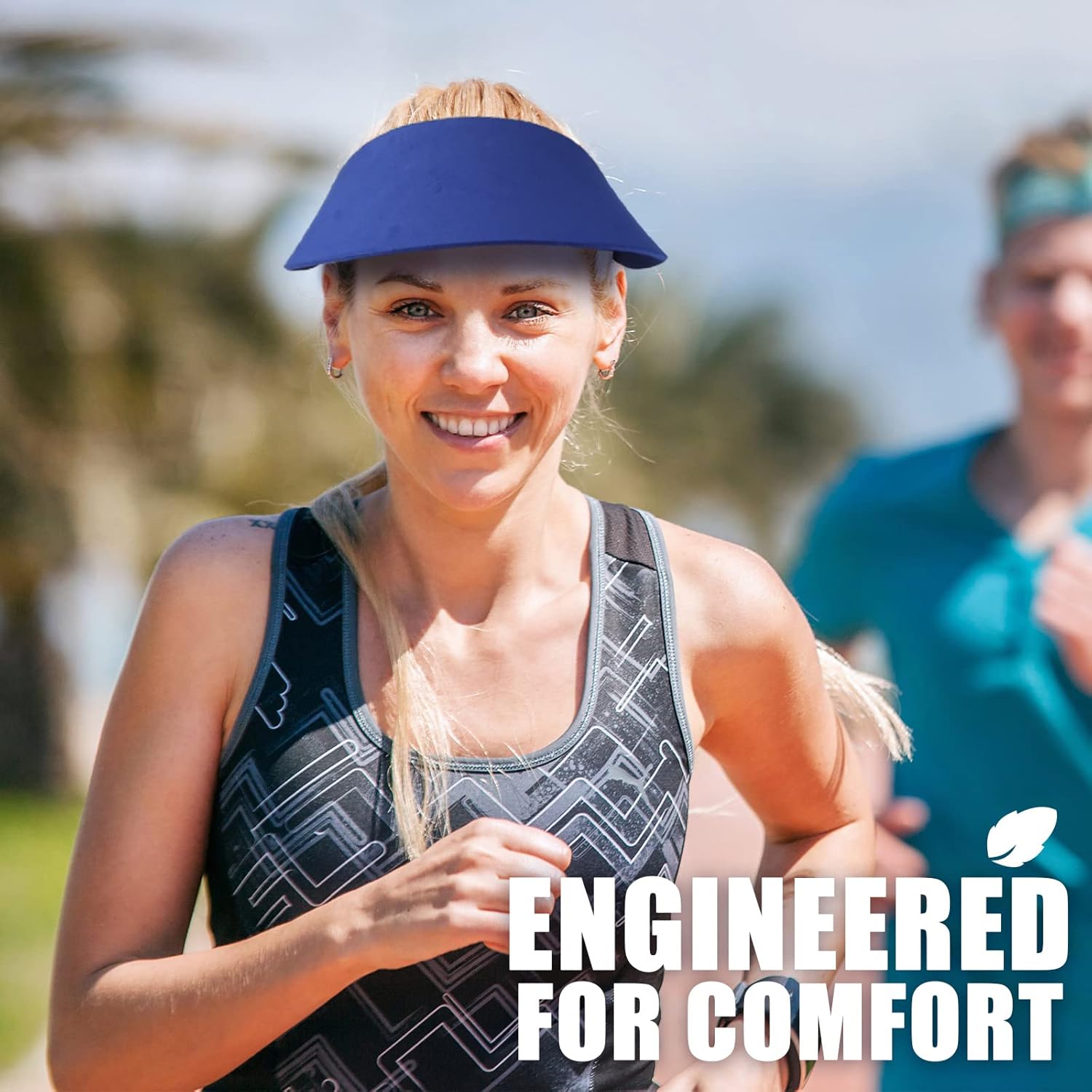 Vabean 3 Pcs Sun Visors for Women Solid String Sun Hat Fabric Foam Adjustable Soft Womens Golf Tennis Visor - Image 2