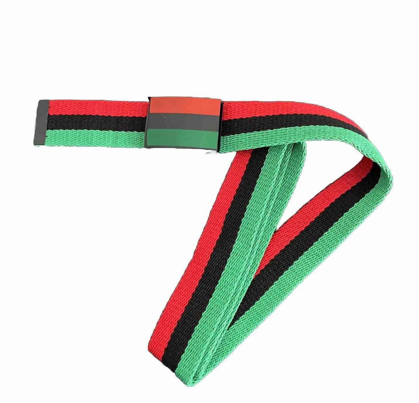 Nayt Military Style Belt Pan African Flag Red Black Green (XL-122cm)