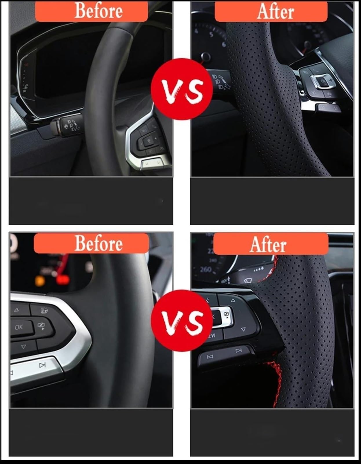 Coprivolante Per Auto Treccia In Pelle Microfibra Perforata Con Aghi E Fili Per FX FX35 FX37 FX50 QX70(Nero)