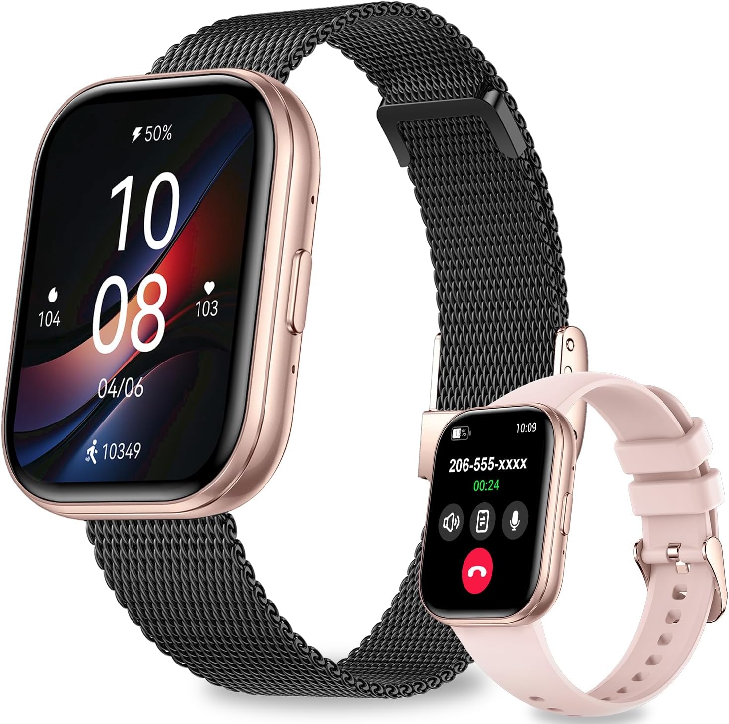 Smart Watches for Women Men, 1.75" HD Screen Smartwatch Answer/Make Call for Android iOS, Fitness Activity Tracker with Heart Rate SpO2 Sleep Monitor, 120+ Sports Modes, IP68 Waterproof (Gold Black)
