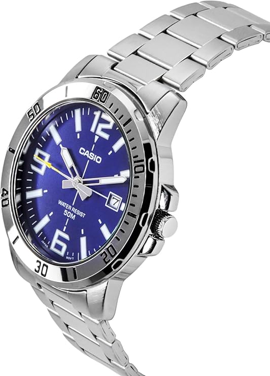 Casio MTP-VD01D-2BV Men's Entiker Stainless Steel Blue Dial Casual Analog Sporty Watch