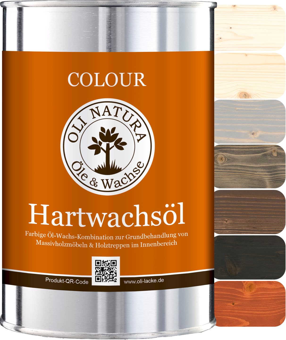 OLI-NATURA Colour Hartwachsöl - 1L, Light White - farbiges Holzöl für Möbel, Treppen, Tische, Türen & mehr - Einfache Anwendung ohne Grundierung