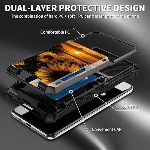 Miniatura 7 de Funda tipo cartera para Samsung Galaxy S22 Ultra con ranura para tarjetero, funda con tapa híbrida de doble capa, resistente, a prueba de golpes