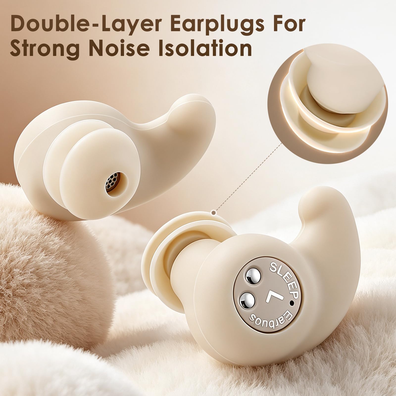 Novonell Snooze Pods Pro, auriculares para dormir, Bluetooth 6.0, mini auriculares para dormir con lámpara antibacteriana para dormir de lado, auriculares para dormir, bloquean los ronquidos, batería