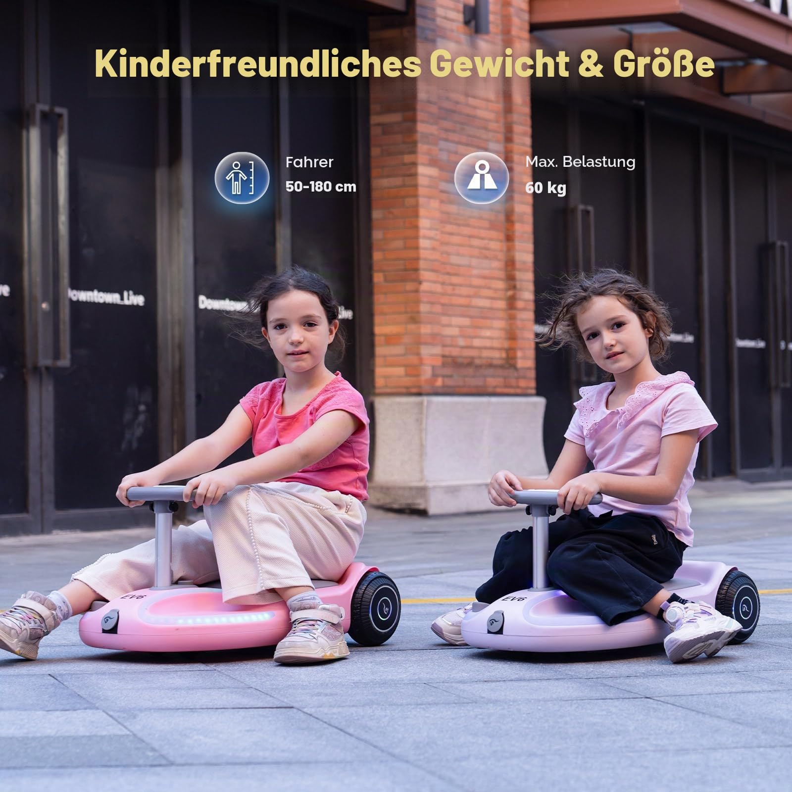 EVERCROSS EV6 Kinder Elektroauto, 4-in-1 Rutschauto mit Pedal, Wiggle Car mit 90W Motor, LED-Lichter & Bluetooth Musik, 360° Lenkung, Klappbar Kinderauto Elektrisch für Jungen & Mädchen