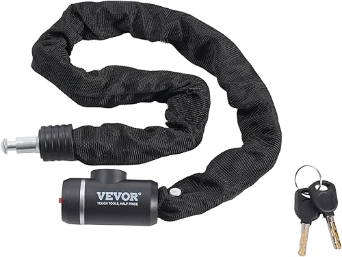 VEVOR Cadena antirrobo de 2.79 pies de alta resistencia, 0.315 in, negro, cerradura de combinación, resistente a cortes, ideal para bicicletas,