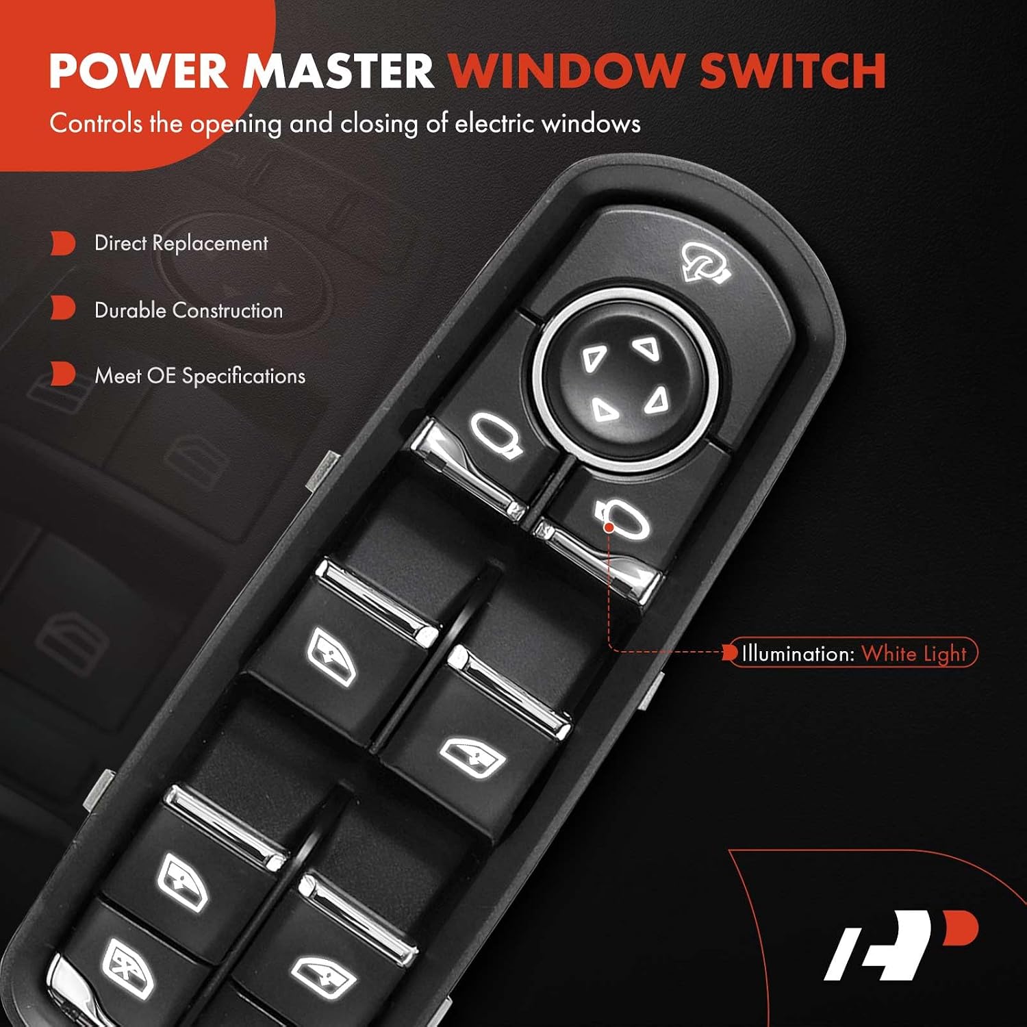 A-Premium Master Power Window Switch Compatible with Porsche Cayenne 2011-2014, Macan 2015, Panamera 2010-2015, Front Left Driver Side, Replace# 7PP959858RDML