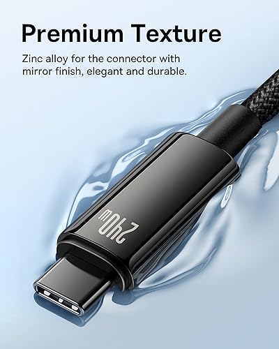 Miniatura 5 de Baseus Cable USB C, 240 W PD 5A de carga rápida USBC a USBC, cable de carga tipo C de aleación de zinc trenzado para iPhone 17 16 ProPlusPro Max,