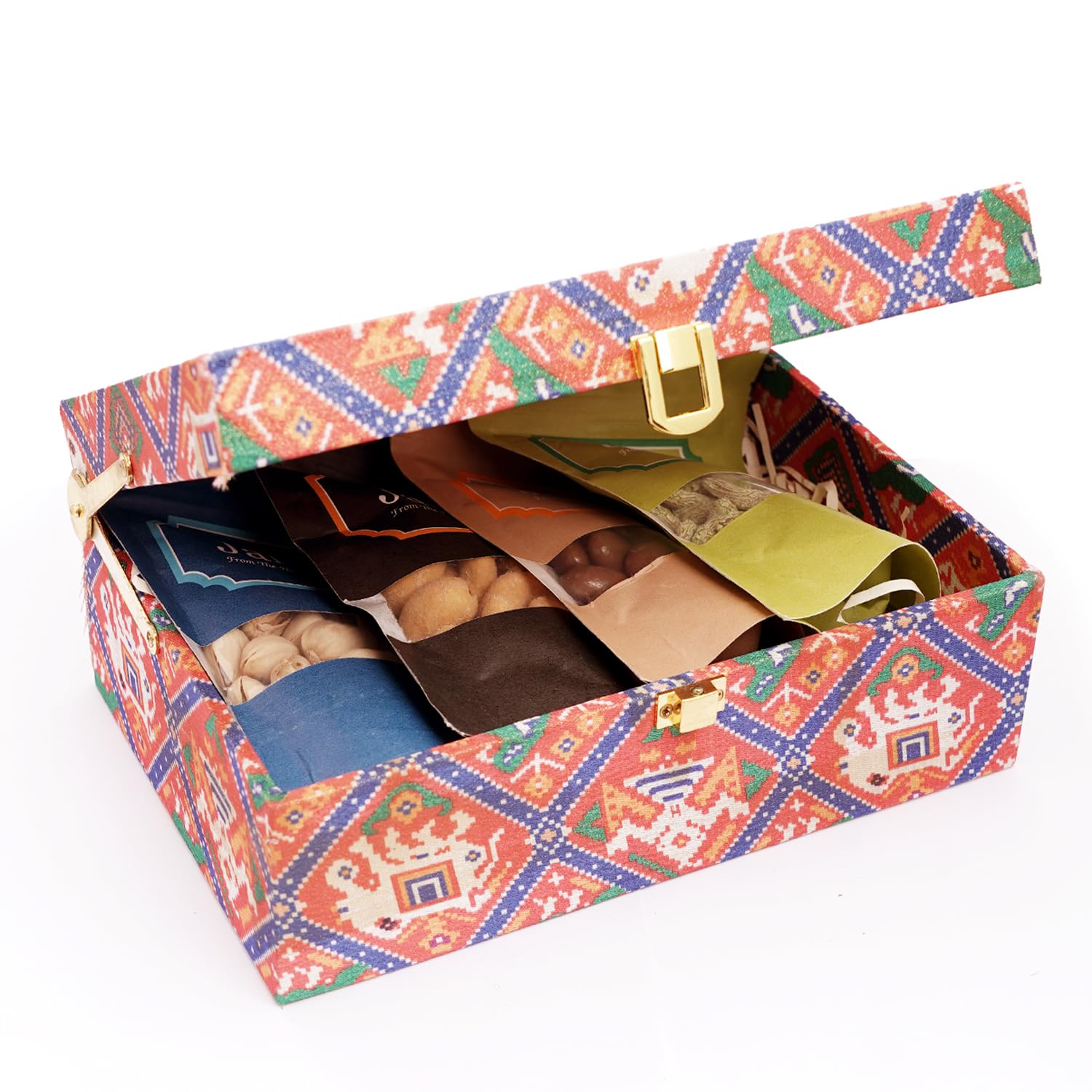 Ghasitaram Gifts Jaiccha Fabric Trunk box with assorted dryfruits |Gift for Diwali,Holi,Rakhi,Valentine,Christmas,Birthday,Anniversary,Her,Him|