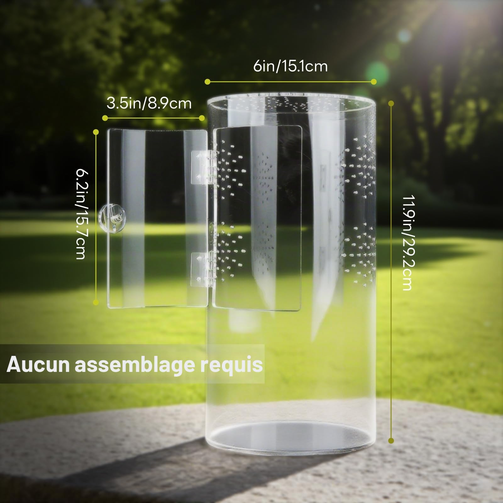 Terrarium Cylindrique, Vivarium Transparent à 360° - Terrarium Phasme en Acrylique, Boîte d'Élevage pour Reptiles, Araignée, Escargots, Mante Religieuse, Lézard, Rainette, Coléoptère