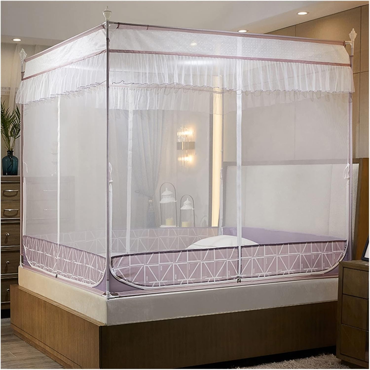 Pop Up Mosquito Net Foldable Anti-Mosquito Tent Durable Large Camping Tent Easy to Setup for Bed Travel Home Outdoor (Color : Grey, Size : 6 Foot Bed)