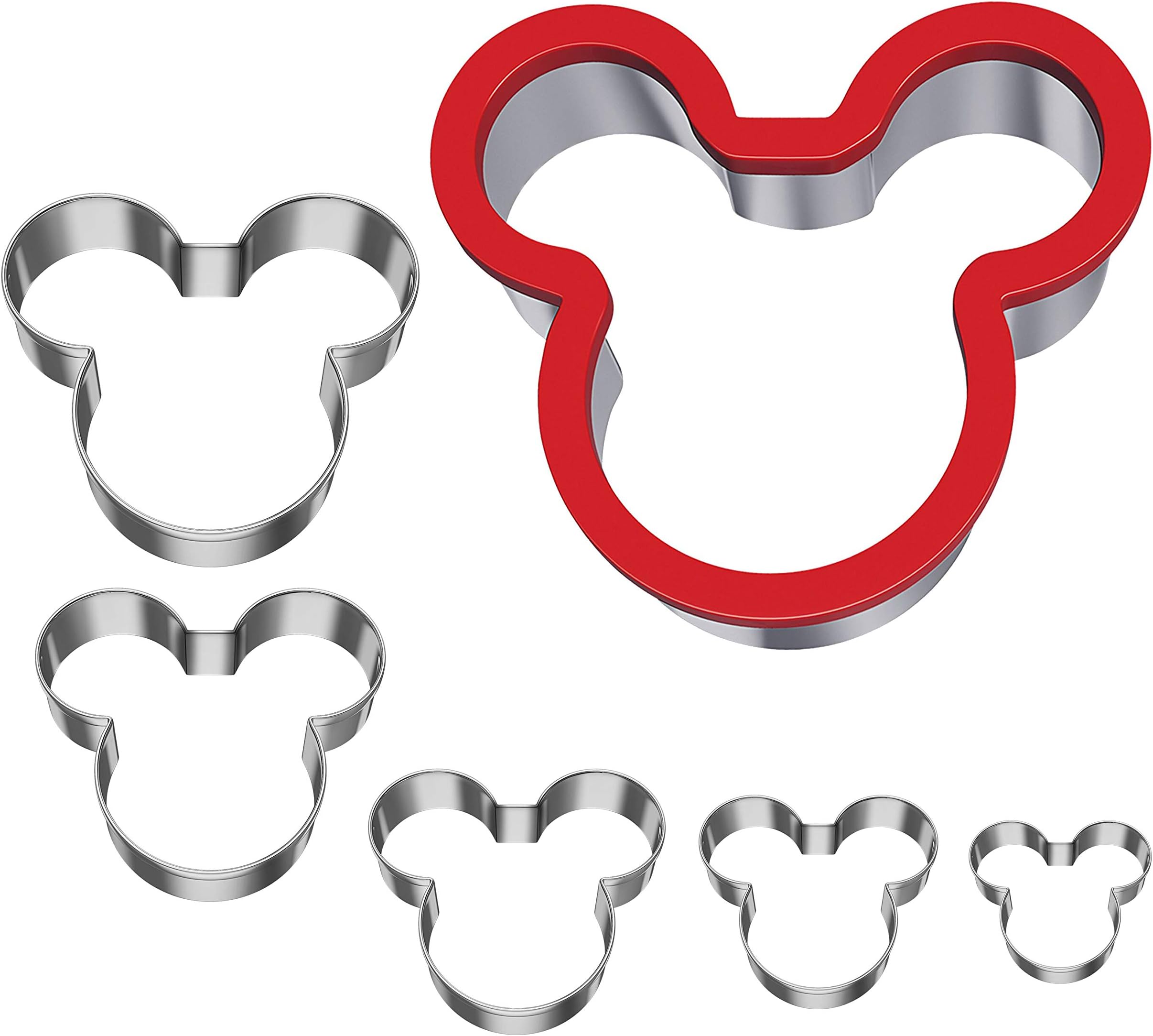 6 Pack Mickey Cookie Cutters, Mickey Mouse Cookie Cutter for Baking, Metal Mickey Head Cookie Sandwich Cutter Set for Cakes and Cookie Baking