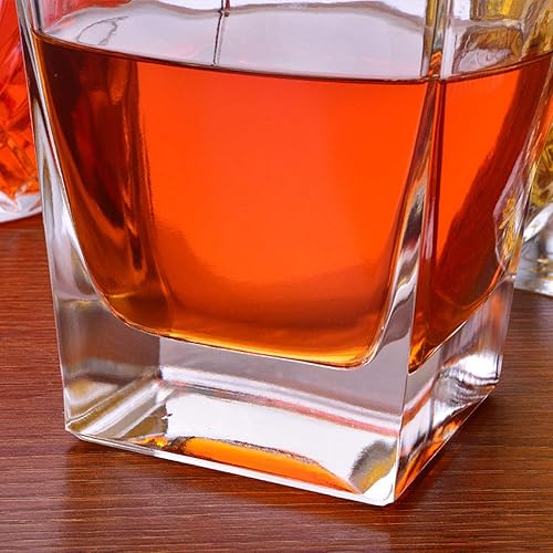 Miniatura 6 de Decantador de vidrio con tapón geométrico hermético, decantador de whisky para vino, bourbon, brandy, licor, jugo, agua, enjuague bucal, vidrio