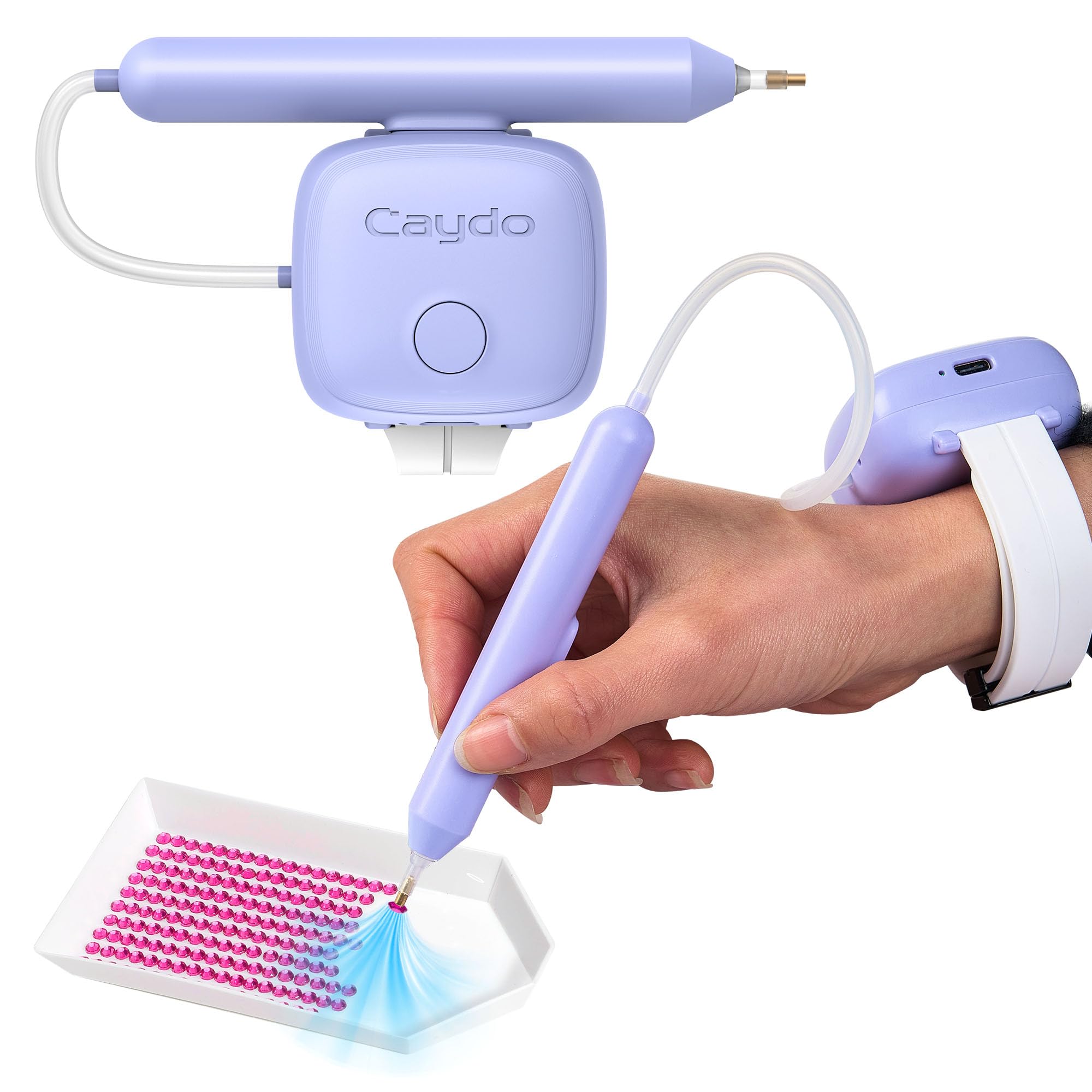 Caydo Electric Diamond Art Pen, Diamond Art Tool & Accessories, Lavender | No Wax Needed, Low db Noise, Vacuum Technology, Wearable Wrist Design,USB Rechargeable, Diamond Painting Pen for Adults
