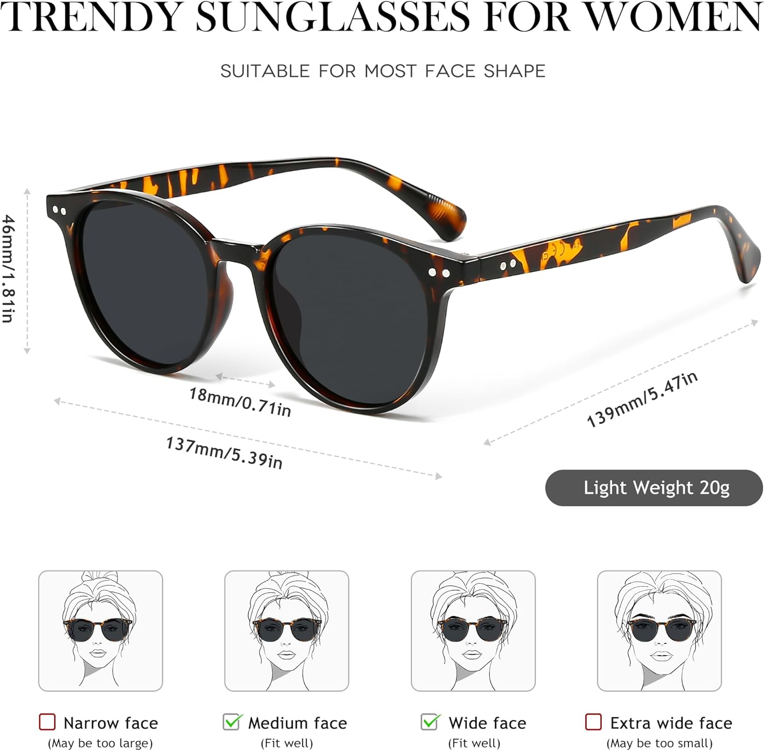 Ultra Lightweight Small Round Polarized Sunglasses for Women UV400 Protection - Image 5