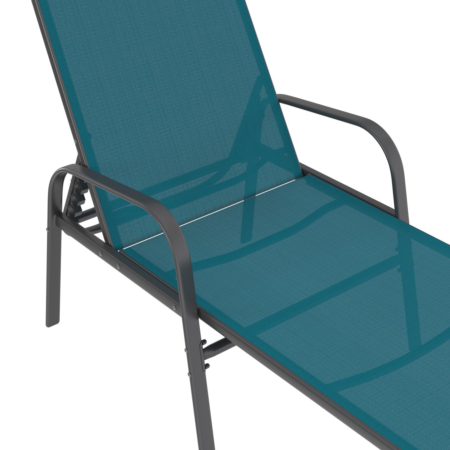 IDMarket - Lot de 2 transats de Jardin inclinables Fidji en Acier Gris Anthracite et Toile Bleu Canard