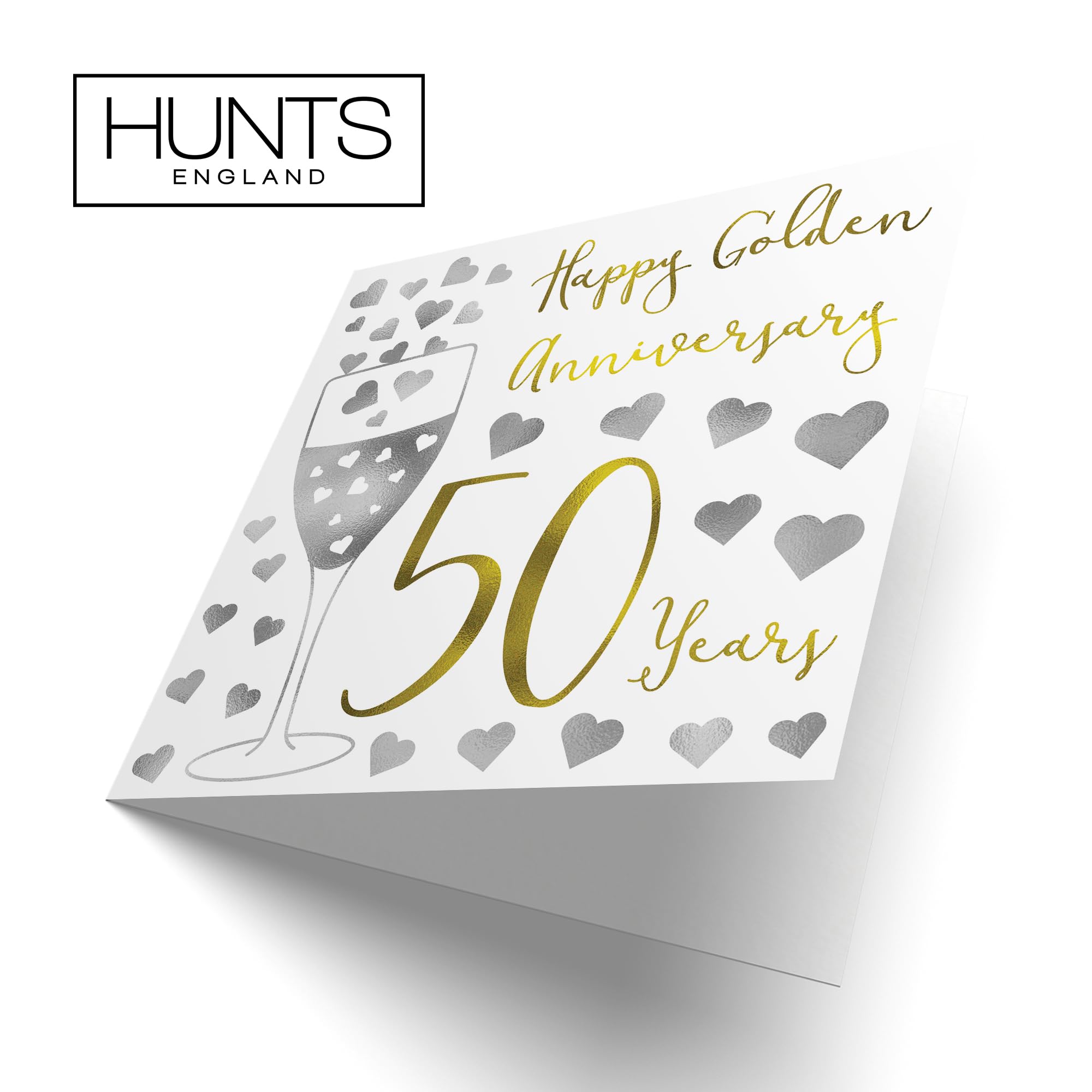 Hochzeitskarte 50. Jubiläum – „To My Wonderful Husband“, 148x148 Mm, Luxuriöses Papier – Von Hunts England