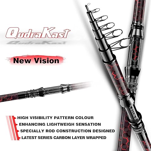 Miniatura 2 de Combos de caña de pescar y carrete, diseño único con pintura X-Warping, caña de pescar telescópica de fibra de carbono con carrete combinado con