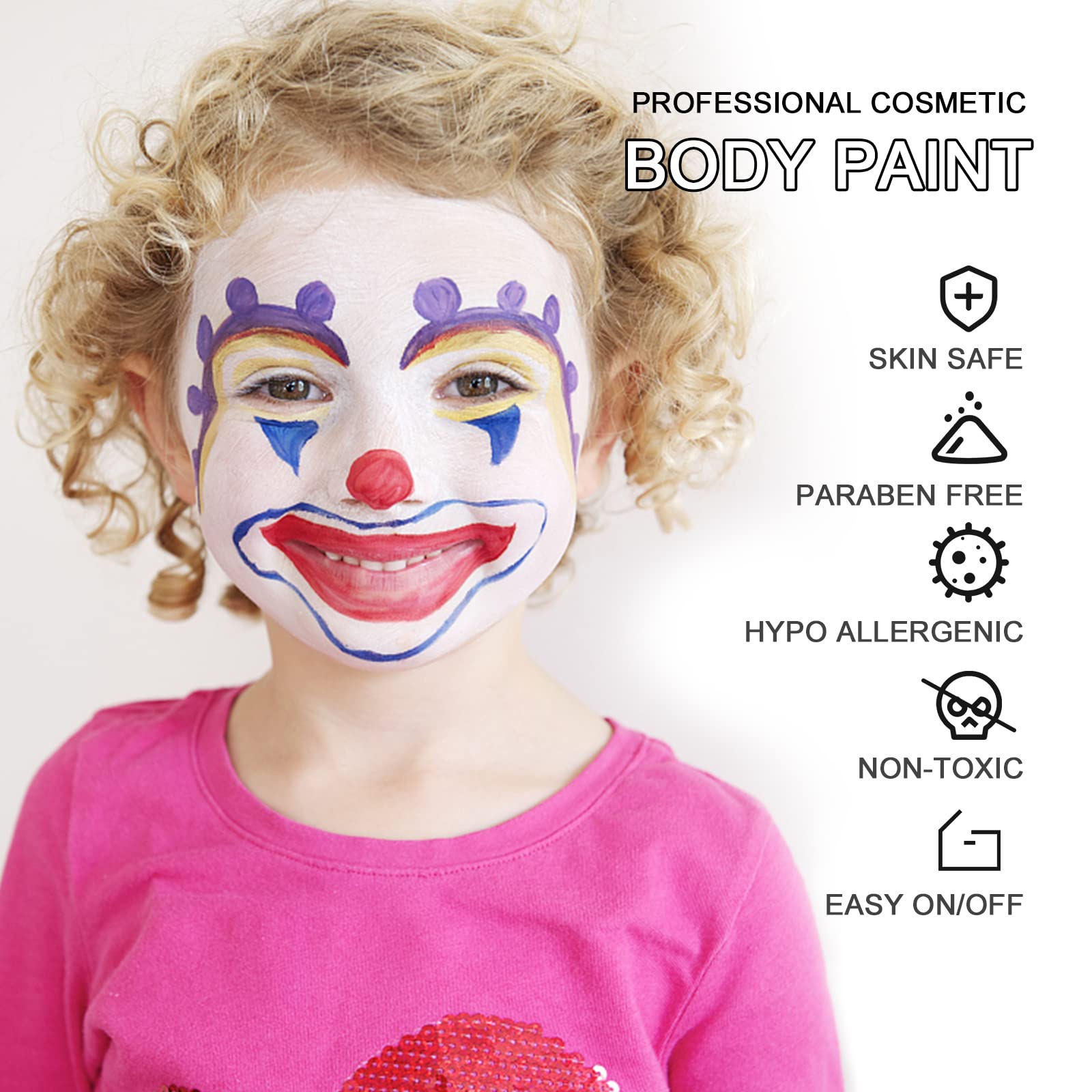 Pintura profesional para rostro y cuerpo, maquillaje infantil, 30 g 30 g, maquillaje profesional Aqua para niños, pintura facial para niños, adultos, pintura corporal, Blanco morado