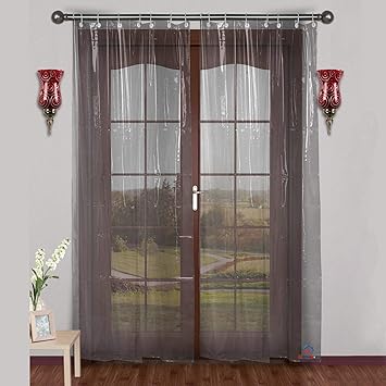 Heart Home PVC 1 Piece Plain 0.30 MM Shower AC Door Curtain 9 Feet (Transparent), Standard (F_26_HEARTH016885)