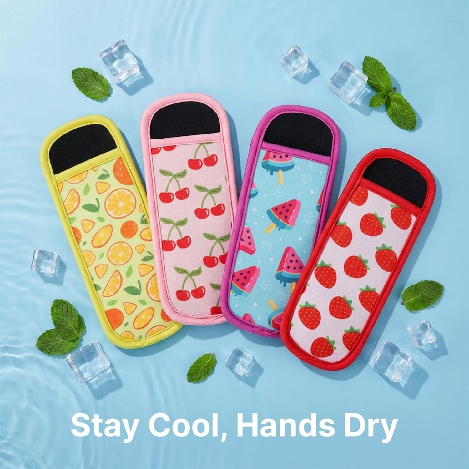 Ice Pop Sleeves Popsicle Sleeves Freeze Pop Sleeve Reusable Ice Pop Holder Popsicle Sleeve Bags Washable Neoprene Popsicle Holder Holders Antifreezing Sleeves for Treat Yogurt Ice Cream Boy Girl 4Pcs