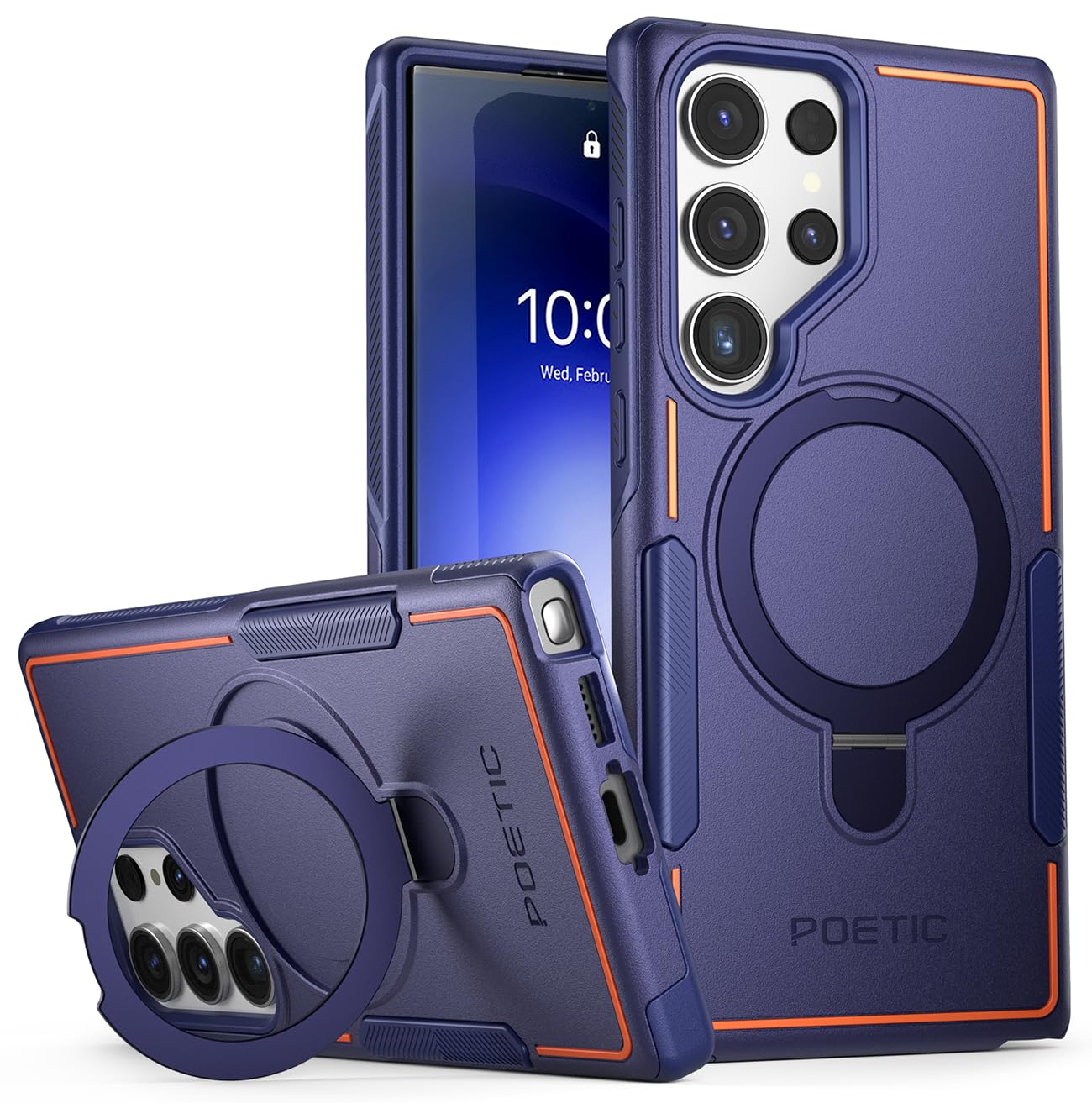 Poetic Neon MagPro Case Designed for Samsung Galaxy S23 Ultra / S22 Ultra 5G 6.8 inch,[Compatible with MagSafe] Dual Layer Heavy Duty Tough Rugged Shockproof Protective, Magnetic Ring Stand, Navy Blue