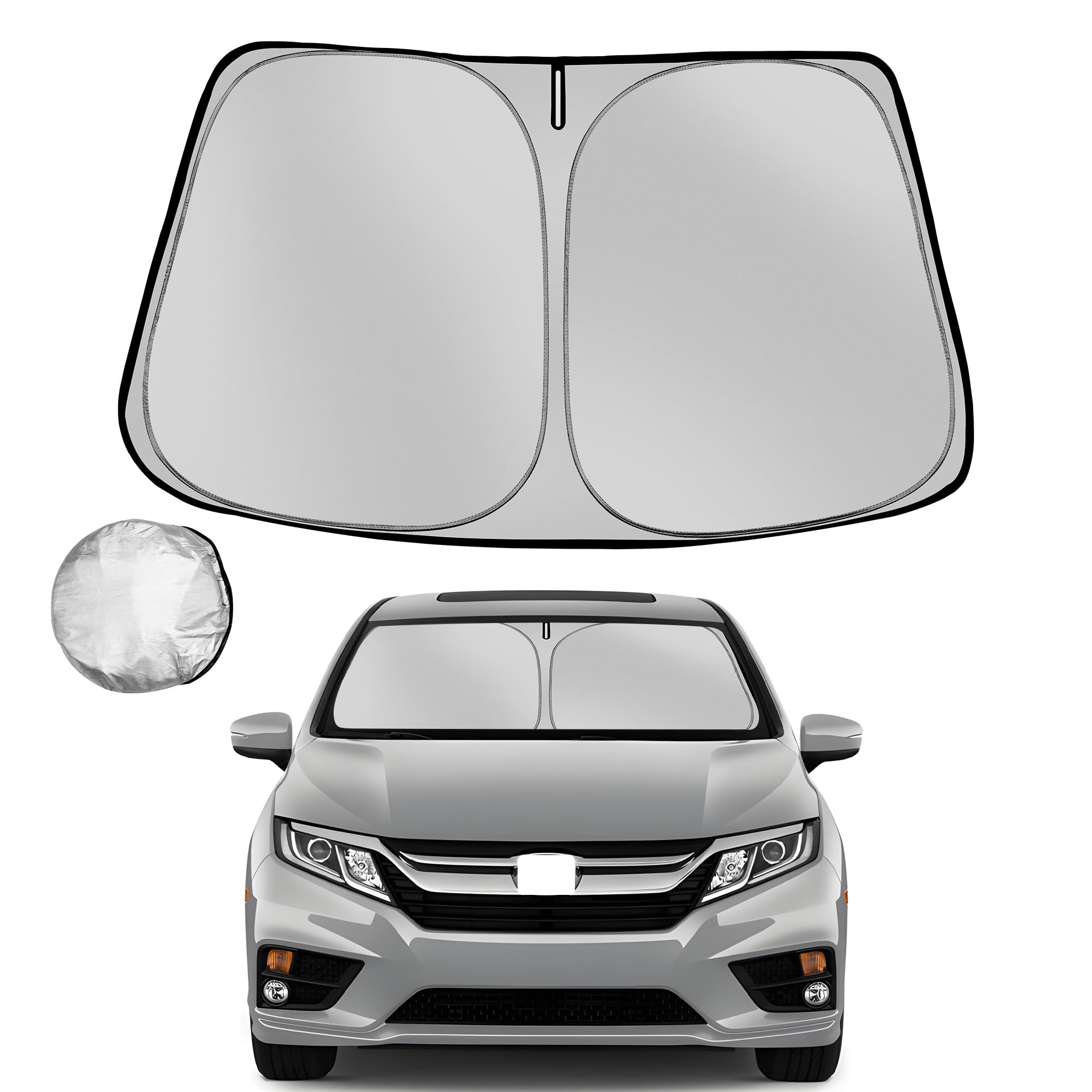 Fonowka Windshield Sun Shade for 2018-2025 Honda Odyssey LX EX EX-L Touring Elite Minivan Foldable Sun Sunshade for Car Front Window Blocks Heat Automotive Interior Protector Custom Fit Accessories