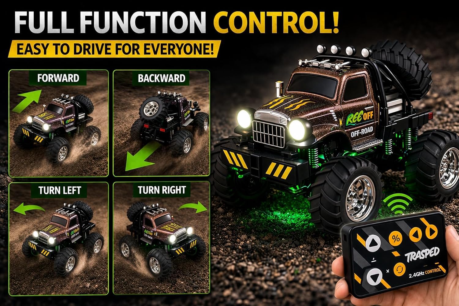 Brand Conquer Mini Rock Crawler RC Car - LED Lights & Remote Control -7 Brand Conquer Mini Rock Crawler RC Car - LED Lights & Remote Control -7