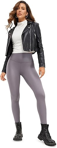 Miniatura 3 de CRZ YOGA Butterluxe Matte Faux Leather Leggings for Women 25" - High Waisted Stretch Ankle Leather Pants Pleather Tights