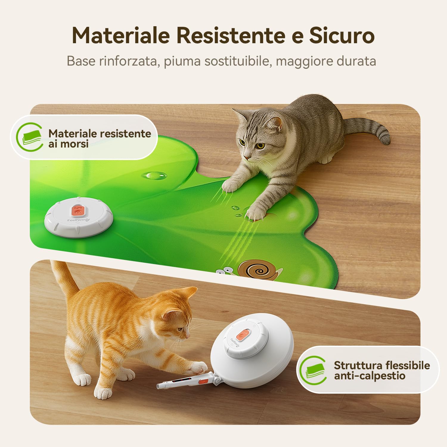 FEELNEEDY Giochi per Gatti, Puntino Rosso LED Mobile, Gioco di Caccia al Tesoro per Gatti, Piume Nascoste Mobili, Giocattolo Ricaricabile per Domestici