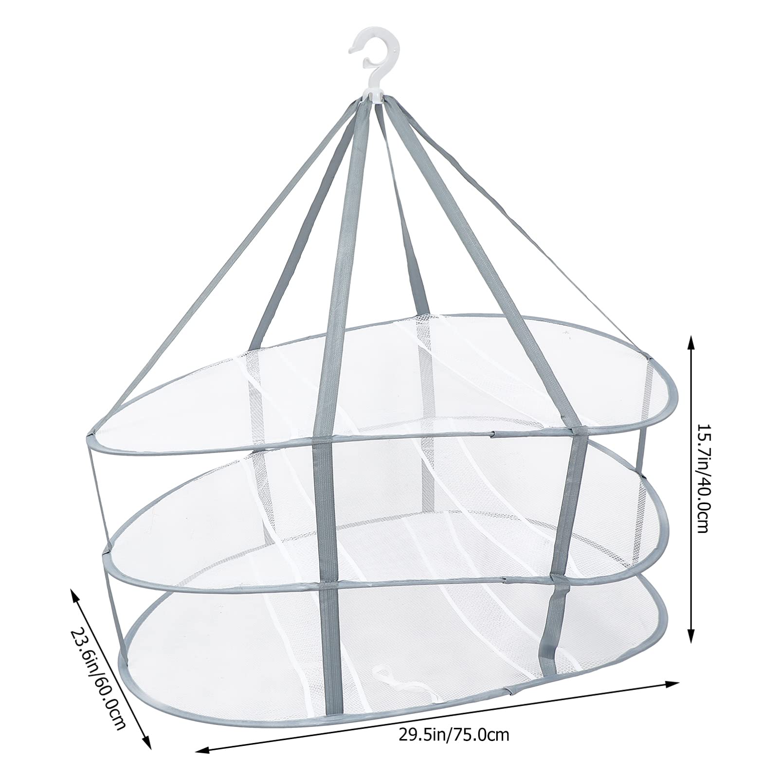 Healifty Hanging Drying Net Collapsible Mesh 3 Layer Sweater Drying Rack Hanging Basket Dryer for Lingerie Underwears Woollen Sweater Garments - Image 2